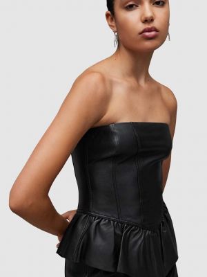 Kožna uska mini haljina Allsaints crna