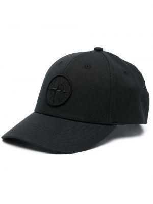Siuvinėtas kepurė su snapeliu Stone Island juoda
