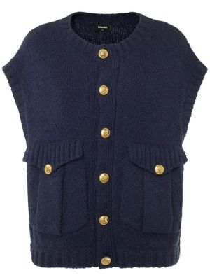 Gilet à boutons en laine en tricot Dsquared2 bleu