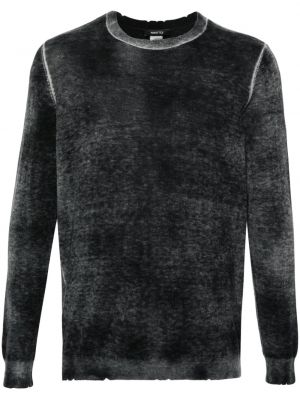Пуловер с протрити краища Avant Toi сиво