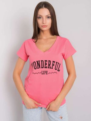 Тениска с надписи Fashionhunters розово