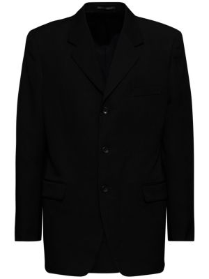 Vlnená páperová bunda na gombíky Yohji Yamamoto čierna