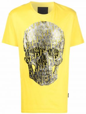 T-krekls ar pērlītēm Philipp Plein dzeltens