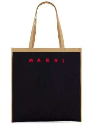 Сумка-тоут Marni Flat Shopping, Black, Silk White & Red