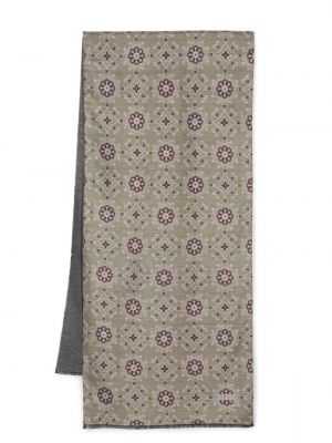 Fular de mătase cu imprimeu geometric Kiton bej