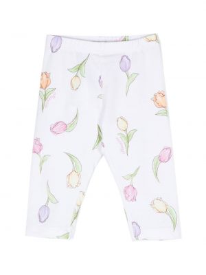 Leggings a fiori Monnalisa bianco