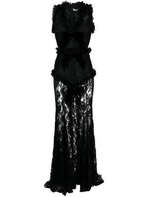 Βραδινό φόρεμα με φιόγκο με δαντέλα Alessandra Rich μαύρο