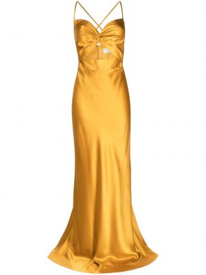 Μεταξωτή βραδινό φόρεμα Michelle Mason κίτρινο