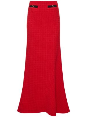 Długa spódnica tweedowa Alessandra Rich czerwona