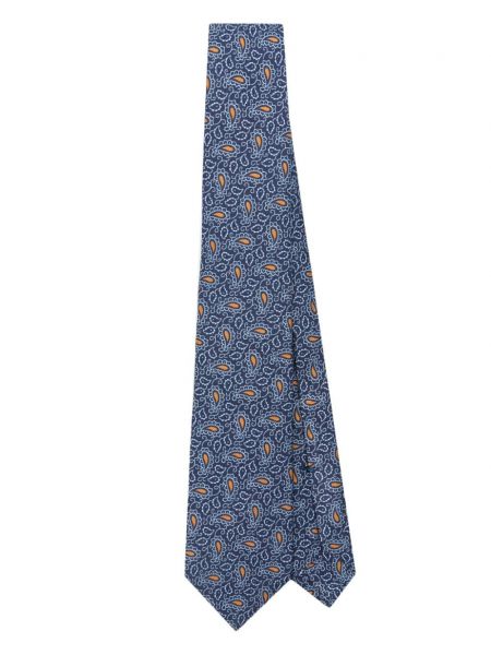 Slips med paisley mønster i jacquard stof Kiton blå