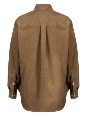 Siuvinėta marškiniai kordinis velvetas Chocoolate ruda