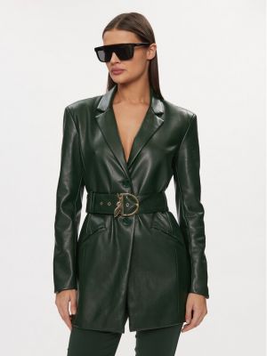 Priliehavá kožená bunda z ekologickej kože Patrizia Pepe zelená