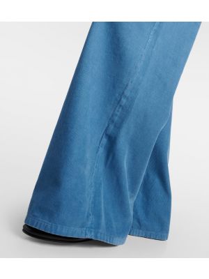 Voľné bavlnené menčestrové nohavice The Row modrá