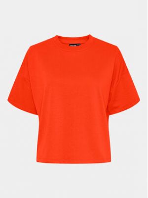Tričko relaxed fit Pieces oranžové