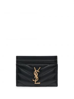 Prešívaná kožená peňaženka Saint Laurent čierna