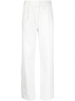 Πλισέ δερμάτινο παντελόνι με ίσιο πόδι Kassl Editions λευκό
