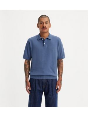 Polo en coton en tricot avec manches courtes Levi's bleu