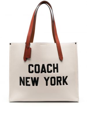 Usnjena nakupovalna torba Coach bela