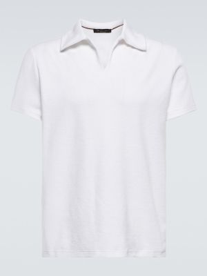 Kokvilnas zīda polo krekls Loro Piana balts