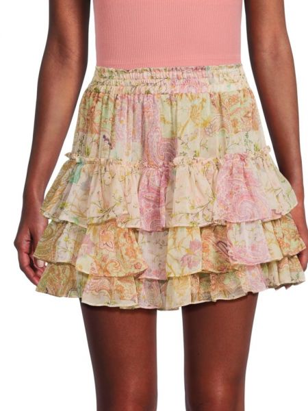 Многоярусная мини-юбка с принтом Marina Misa Los Angeles, Pink Multi
