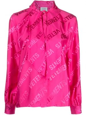 Bluza s mašnom Vetements ružičasta