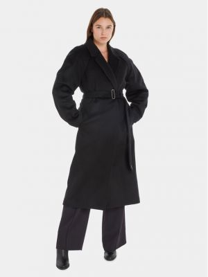 Palton de lână cu croială lejeră Calvin Klein negru