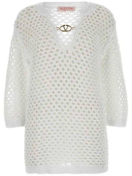 Mesh strikket top Valentino Garavani hvid