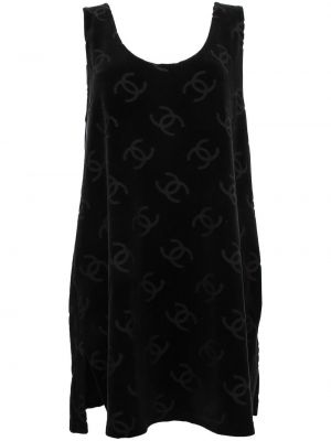 Černé šaty bez rukávů s potiskem Chanel Pre-owned