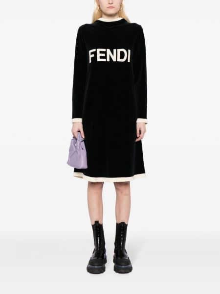 Sametové šaty s kapucí Fendi Pre-owned