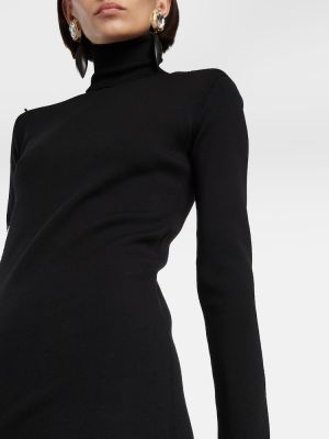 Gyapjú gyapjú hosszú ruha Saint Laurent fekete