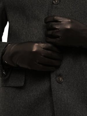 Кожаные перчатки Maison Margiela черные