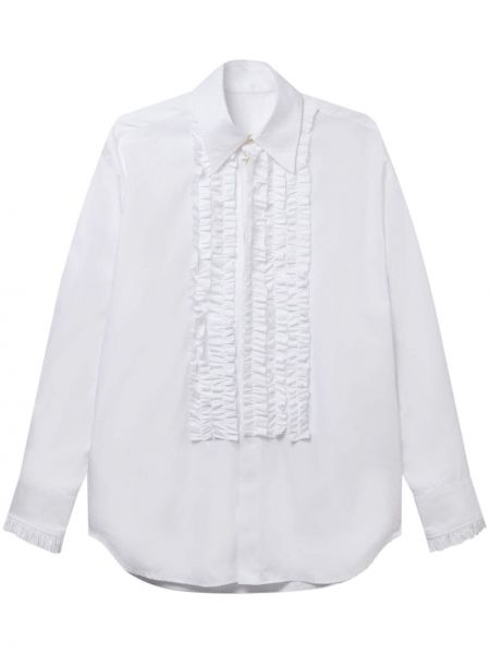 Памучна риза с волани Stella Mccartney бяло