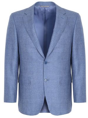 Клетчатый шерстяной пиджак Canali голубой
