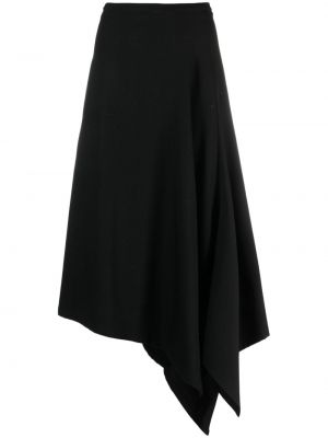 Асиметрична миди пола с драперии Yohji Yamamoto черно