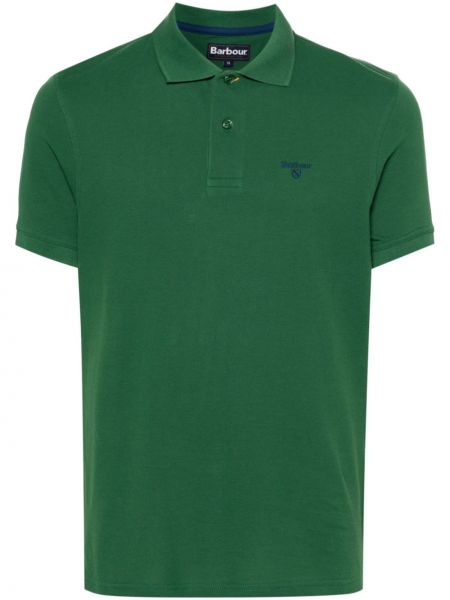 Tricou polo cu broderie din bumbac Barbour verde
