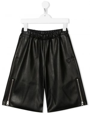 Shorts i konstläder för tjejer Mm6 Maison Margiela Kids svart