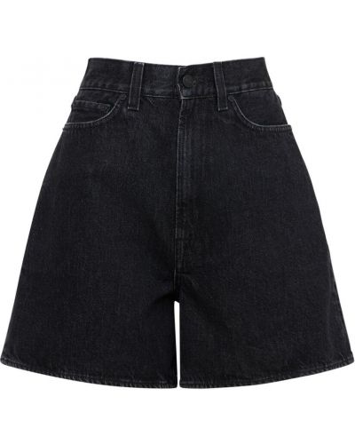 Pantaloni scurți din denim cu talie înaltă din bumbac Made In Tomboy negru