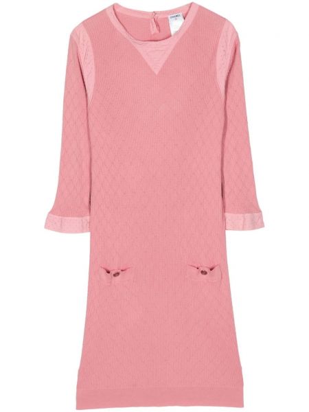 Prošivena pletena haljina Chanel Pre-owned ružičasta