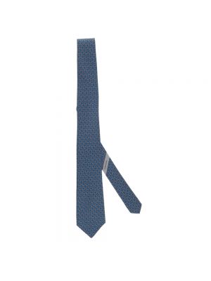 Jedwabny krawat z nadrukiem Salvatore Ferragamo niebieski