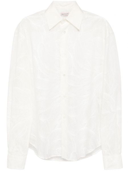 Μακρύ πουκάμισο με διαφανεια με αφηρημένο print Alexander Mcqueen λευκό