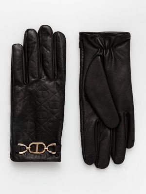 Kožne rukavice Twinset crna