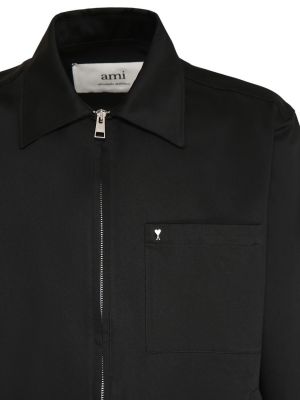 Βαμβακερός μπουφάν με φερμουάρ Ami Paris μαύρο