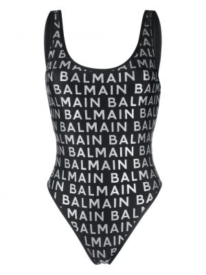 Plavky s potlačou Balmain čierna