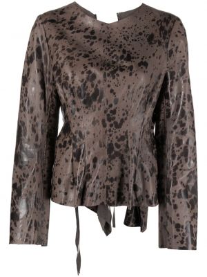 Bluza s potiskom z leopardjim vzorcem Uma Wang siva