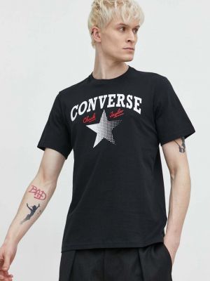 Pamut póló Converse fekete