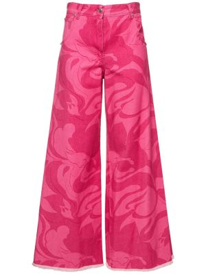 Blugi cu talie înaltă cu model floral cu imagine Etro roz