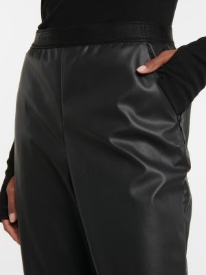 Pantaloni cu picior drept din piele din piele ecologică Wolford negru