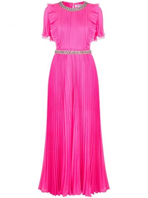 Πλισέ μάξι φόρεμα από σιφόν Self-portrait ροζ