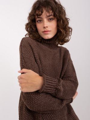 Vilnas džemperis ar augstu apkakli Fashionhunters brūns