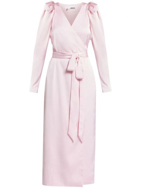 Satin wickelkleid mit langen ärmeln Rotate Birger Christensen pink